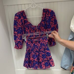 Olivaceous Pink and Blue Floral Dress